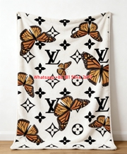 LV Monarch Butterfly Blanket Black White LV Butterfly Throw IMG_3267